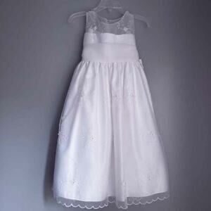 NEW Cinderella 3 3T Girls Formal Dress Flower Girl, Easter, White, Embroidered